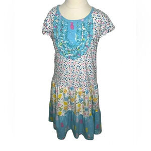 Jelly the Pug girls pineapple cherry print ruffled dress Chloe dress sz 10